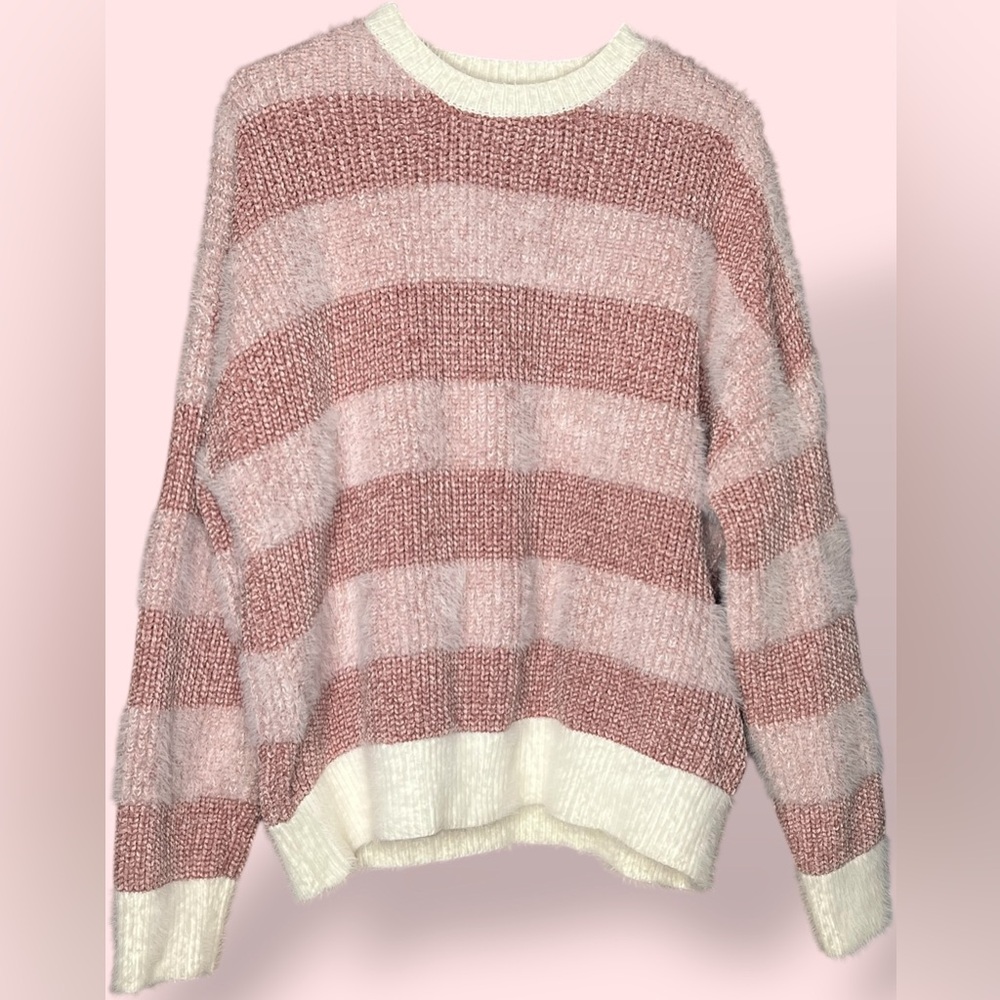 Forever 21 Pink and Cream Striped Sweater